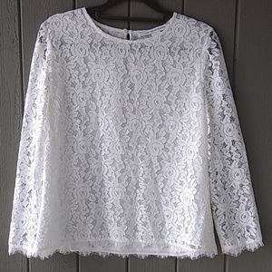 Diane Von Furstenberg White Lace Top